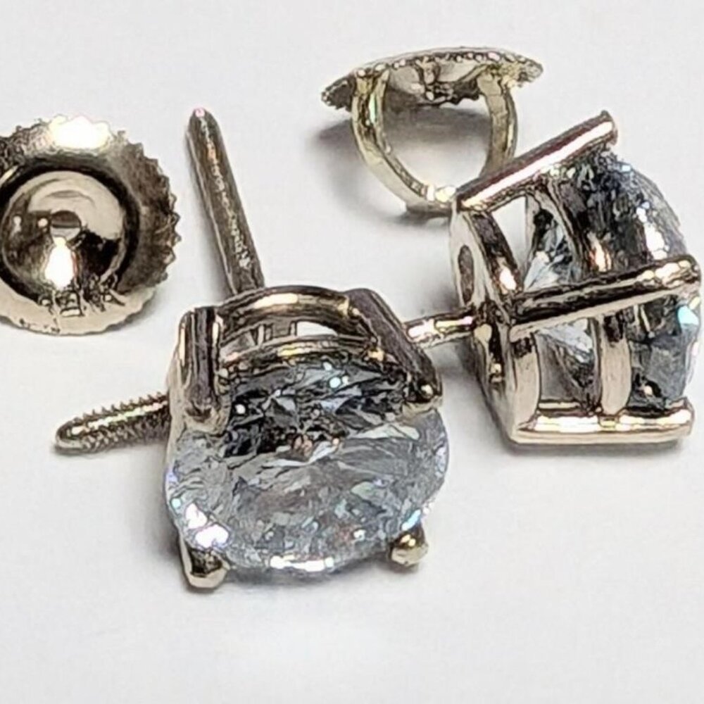 14K White Gold 1.8G Lab Diamond 2Ct Earrings - Picture 2 of 5
